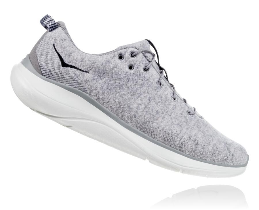 Hoka One One Hardloopschoenen Heren - Hupana Flow Wool - Grijs - ON1236908